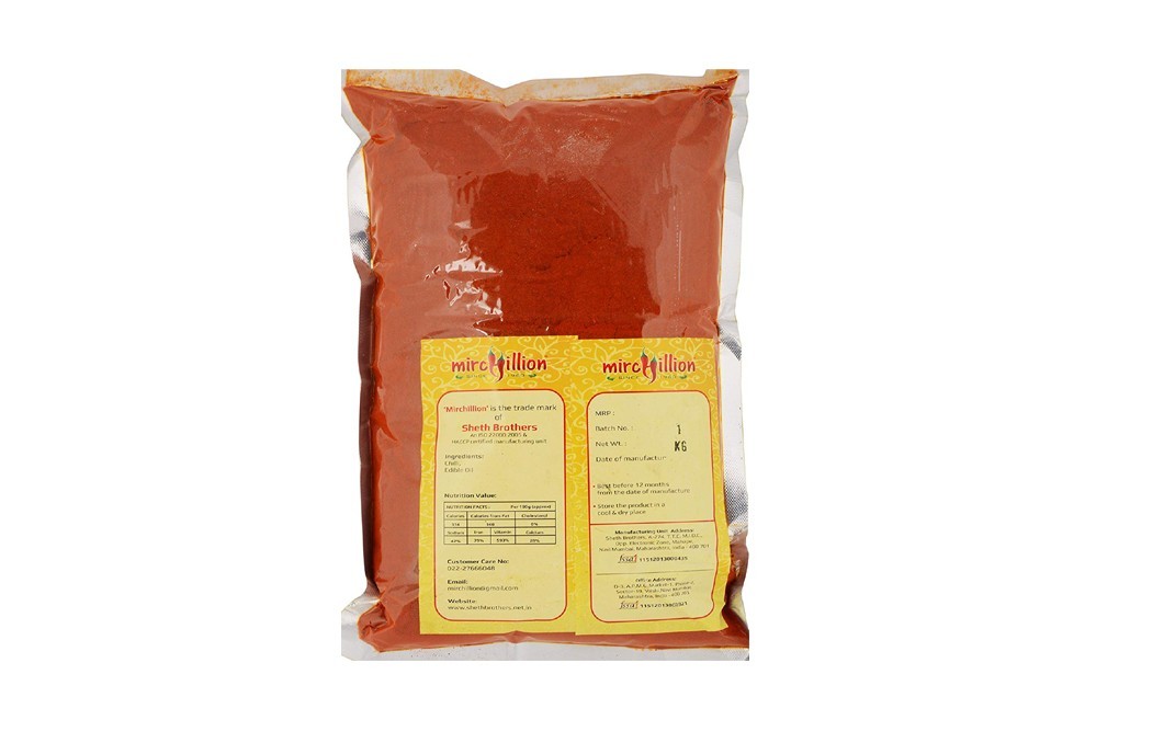 Mirchillion Kashmiri Stemless Red Chilli Powder   Pack  1 kilogram